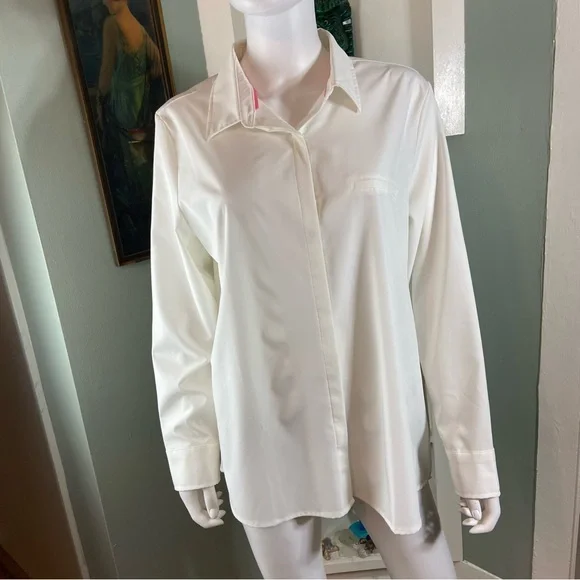 New NWT Modern Ambition White Button-Up Shirt Delightfully Technical Traveler L - Picture 2 of 15